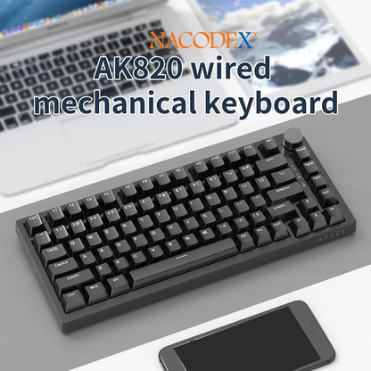Teclado Mecánico AJAZZ AK820 – Conexión por Cable, Teclas Hot-Swap y Rueda de Volumen para Oficina y Hogar