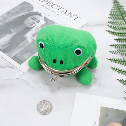 Cute Anime Frog Wallet Coin Purse Kiss Lock Coin Wallet Funny Plush Frog Shape For Women Little Stuff Money Bag Accessories