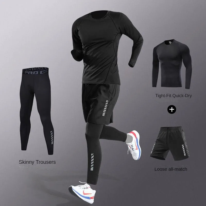 Conjunto Deportivo de Hombre 3-7 Piezas – Tracksuit Completo de Fibra Ice, Secado Rápido para Running, Gym, Ciclismo y Fitness