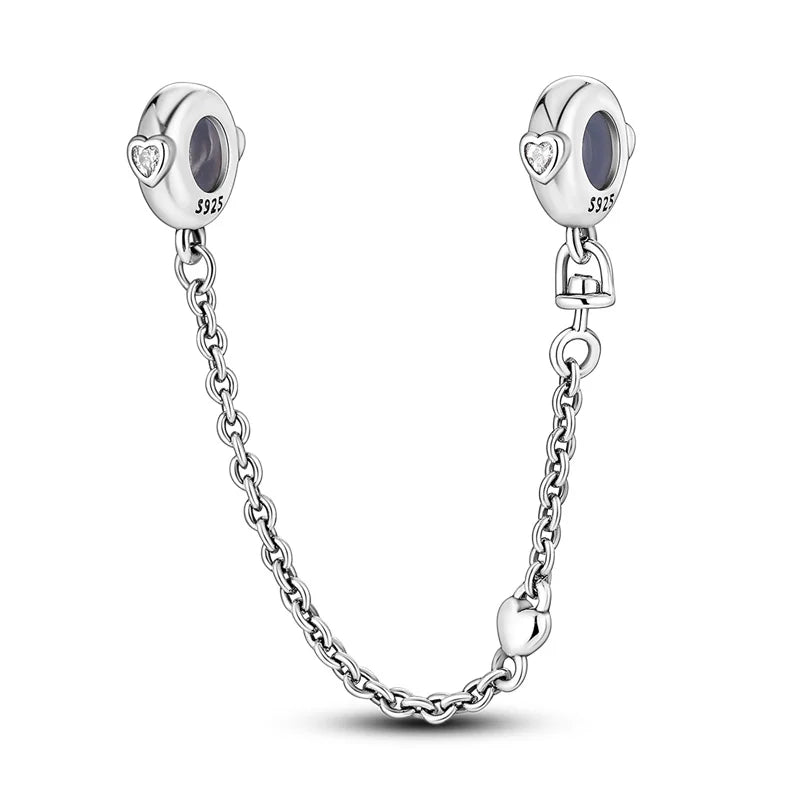 Charm de Plata 925 – Safety Chain, Avión, Tierra, Cámara y Margarita para Pulsera DIY Mujer