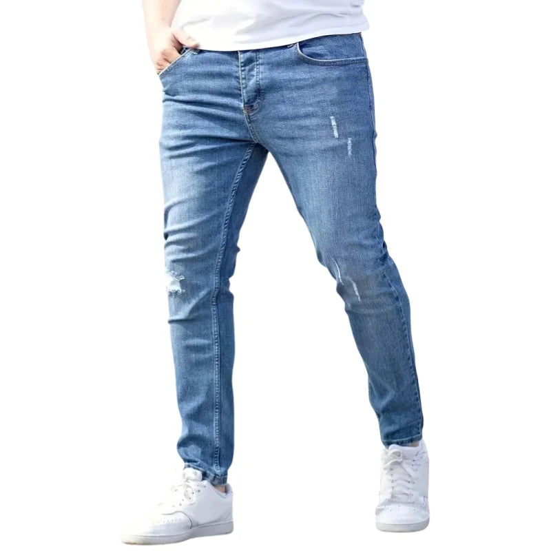 Jeans Ligeros Hombre Slim Fit | Pantalón Vaquero Recortado Casual Verano