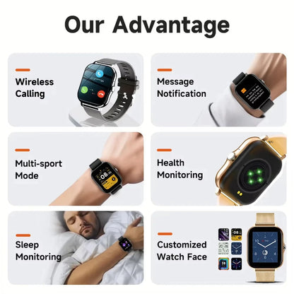 LAXASFIT Smartwatch 2025 – Reloj inteligente con llamadas Bluetooth, pantalla táctil completa y monitor de salud