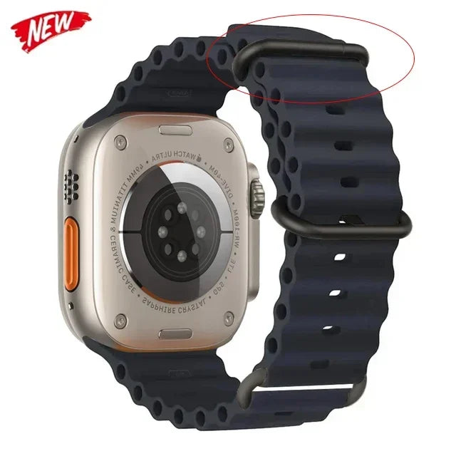 Correa Ocean Band Compatible con Apple Watch | Pulsera Deportiva Ajustable 49mm 45mm 44mm 41mm 40mm Series SE 3 6 7 8 9 10 Ultra