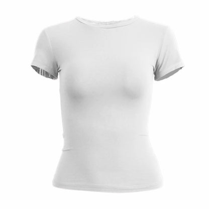 Camiseta Mujer Slim Fit 2024 | T-shirt Tejida de Manga Corta O-Neck Estilo Y2K Casual y Deportiva