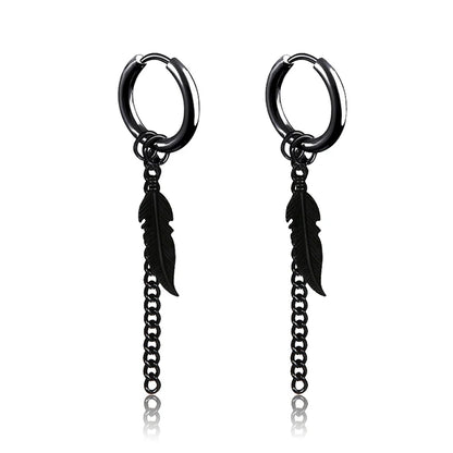 Aretes Punk de Acero Inoxidable Negro – 1 Par de Pendientes Unisex Estilo Hip Hop Vintage