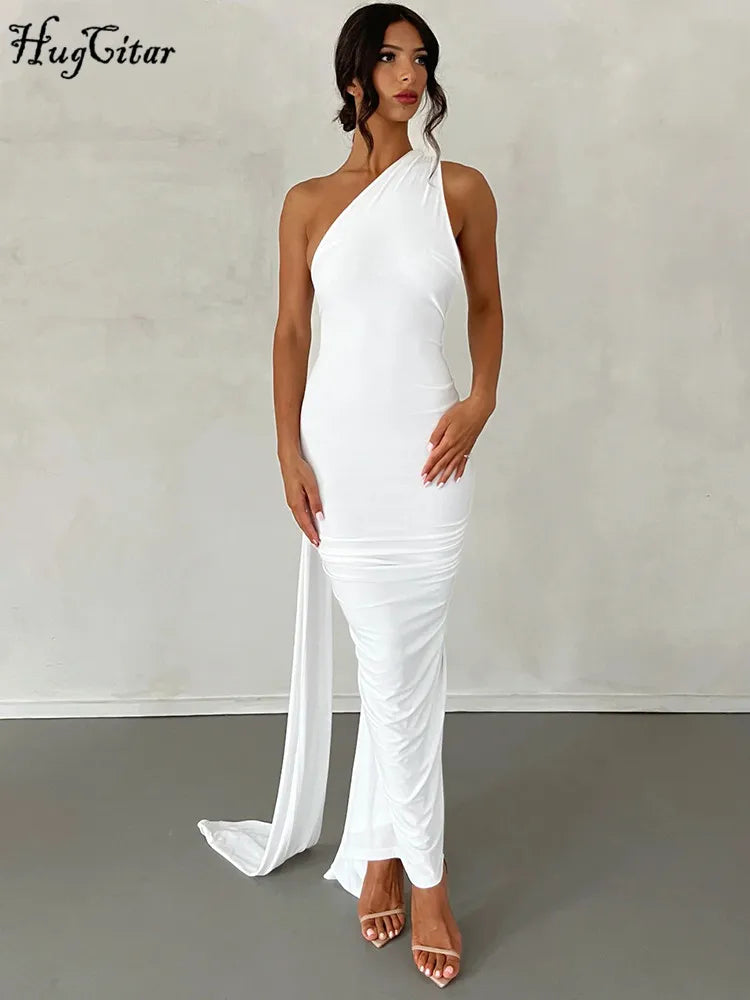 Vestido Largo Mujer Sexy 2024 | Vestido Un Hombro Espalda Descubierta Ajustable Elegante Y2K