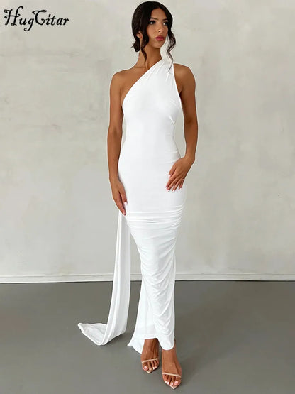 Vestido Largo Mujer Sexy 2024 | Vestido Un Hombro Espalda Descubierta Ajustable Elegante Y2K