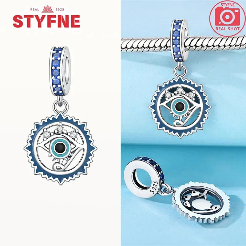 Charm Plata S925 Corazón Nudo Celta con Ojo Azul | Dije Compatible con Pulsera Pandora