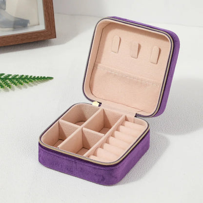 Estuche de Terciopelo para Joyería - Caja Organizadora Portátil con Cremallera para Anillos, Aretes y Collares