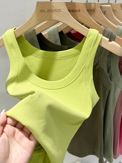 Top Básico de Tirantes para Mujer Verano 2025 | Camiseta de Punto Elástica sin Mangas con Cuello Redondo