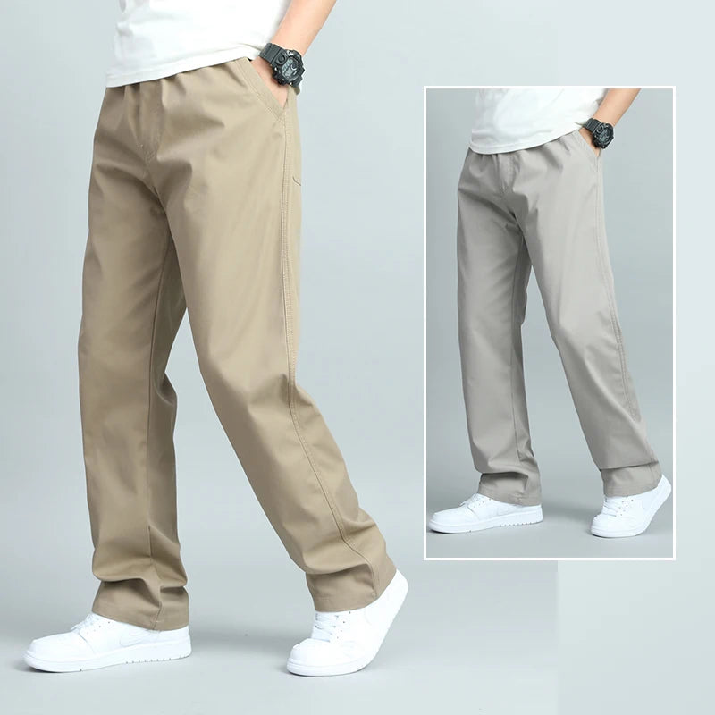 Pantalones Casuales de Algodón para Hombre – Tallas Grandes, Corte Suelto, Rectos, Múltiples Bolsillos, Jogger Largo, Verano y Otoño