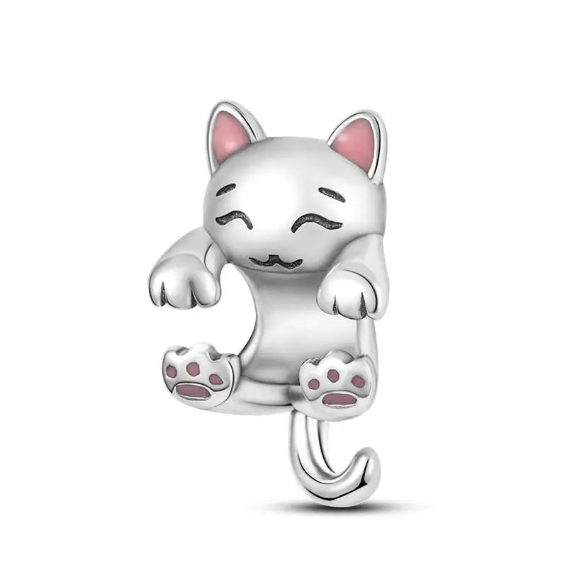Charm Mascotas y Animales en Plata 925 – Gatito, Perrito y Oveja con Circonitas de Colores | Compatible Pulsera Pandora
