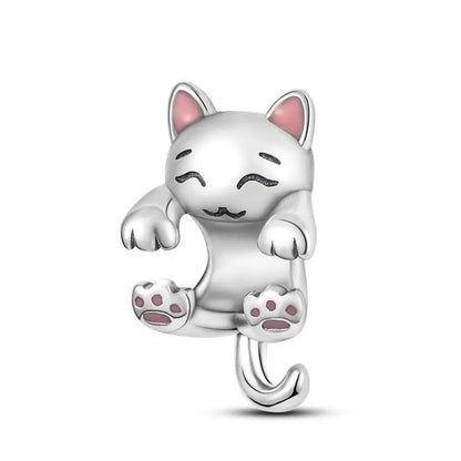Charm Mascotas y Animales en Plata 925 – Gatito, Perrito y Oveja con Circonitas de Colores | Compatible Pulsera Pandora