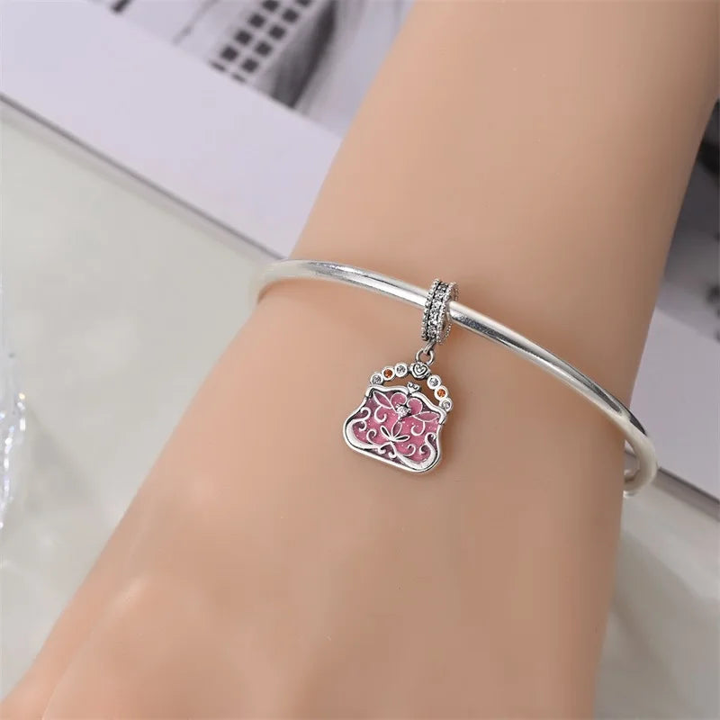 Charm Espejo Mágico Princesa Ángel Rosa en Plata 925 – Beads Compatibles Pandora Mujer Joyería DIY
