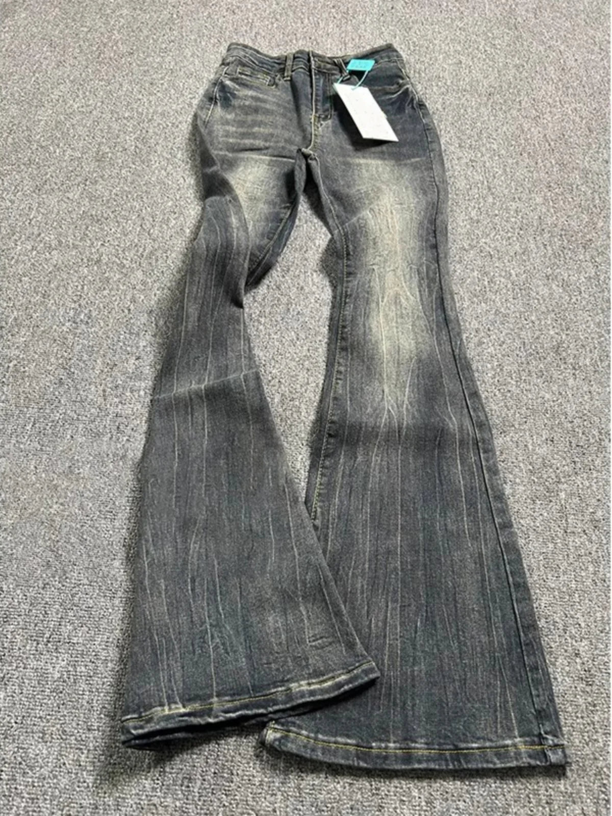 Jeans Acampanados Oversize Mujer | Pantalón Vaquero Tiro Alto Negro Gris Vintage