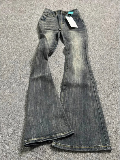 Jeans Acampanados Oversize Mujer | Pantalón Vaquero Tiro Alto Negro Gris Vintage