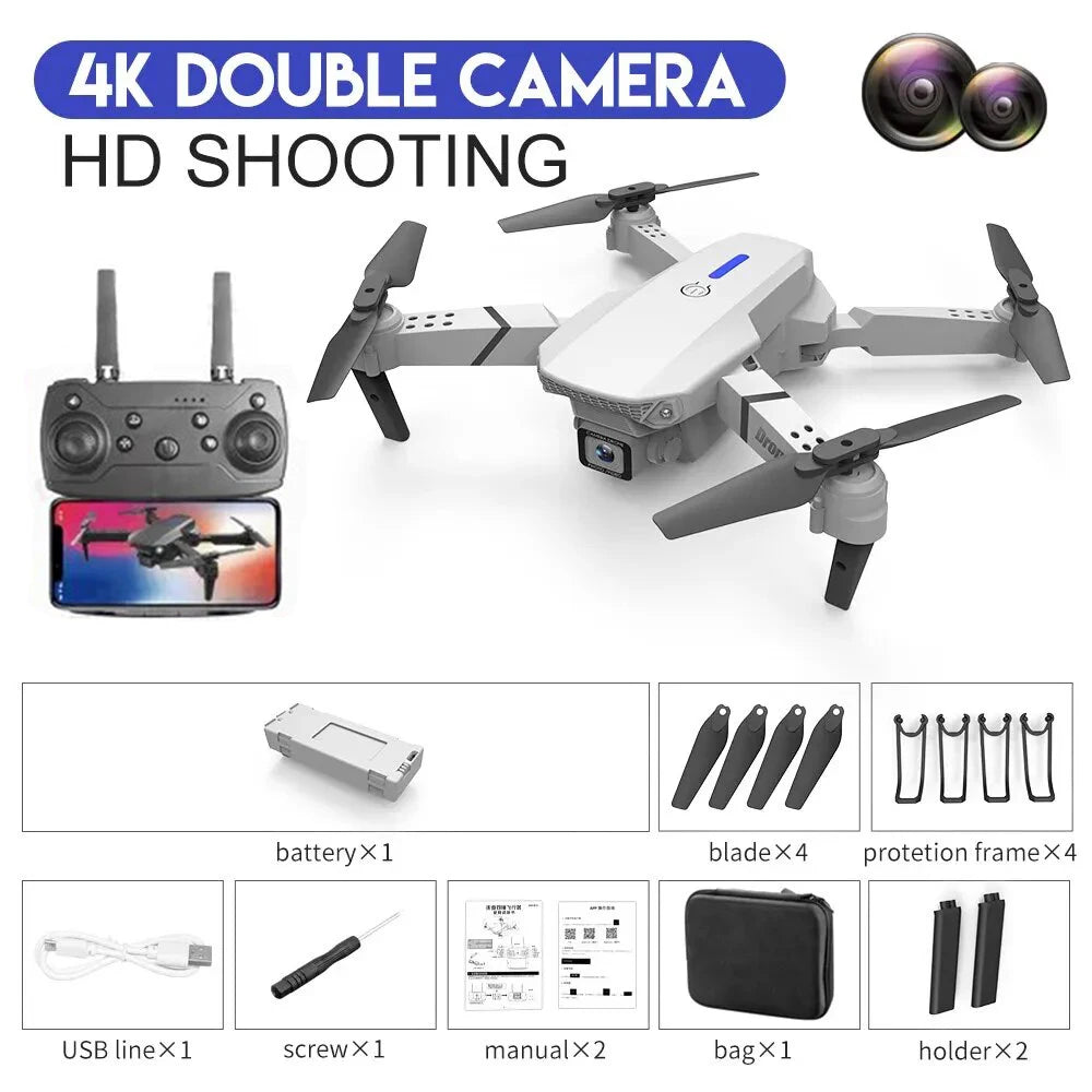 2025 New E88 Pro WIFI FPV Drone Wide Angle HD 4K/1080P Camera  Height Hold Foldable Quadcopter RC Helicopter Toy Gift