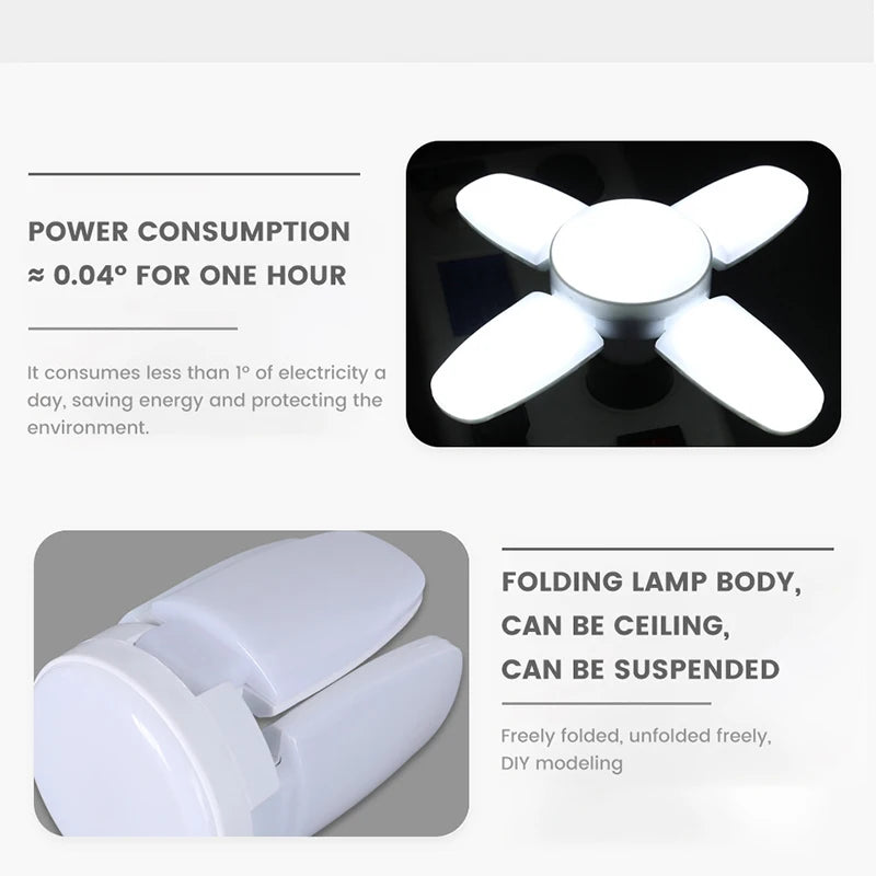 Bombilla LED Plegable en Forma de Ventilador E27 – 28W, 220V/85-265V, Luz Blanca Fría o Cálida, 50.000h de Vida Útil