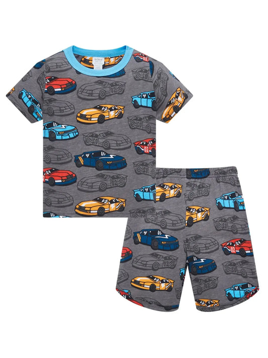 Pijama Infantil Niño Verano | 100% Algodón Conjunto 2 Piezas Carros Dibujos Animados