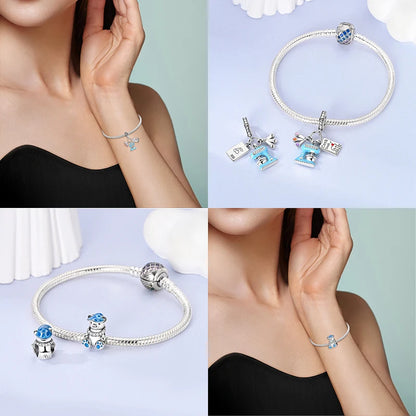 Charm de Plata S925 Hamster, Terrier y Princesa – Abalorios Brillantes para Pulseras Originales 3mm