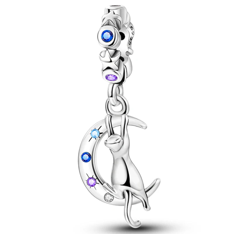 Charm Corazón Mamá e Hija en Plata 925 – Colgante Clásico para Pulseras Tipo Pandora, Regalo Día de la Madre