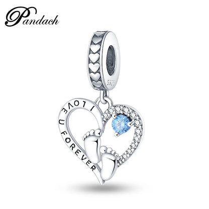 Charm Corazón Mamá e Hija en Plata 925 – Colgante Clásico para Pulseras Tipo Pandora, Regalo Día de la Madre
