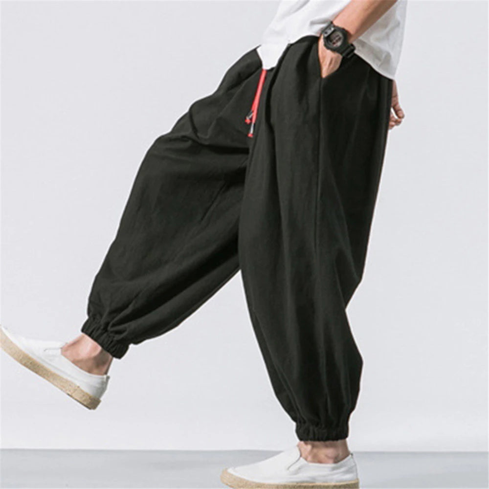 Pantalones Harem Hombre 2025 | Lino Suelto Oversize Estilo Chino Casual