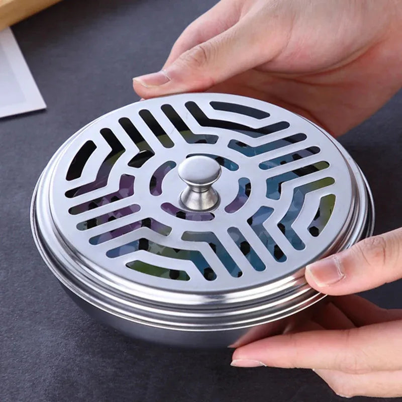 Porta Espiral Antimosquitos con Tapa – Caja y Bandeja de Hierro Multifuncional para Hogar, Camping, Sala y Cocina