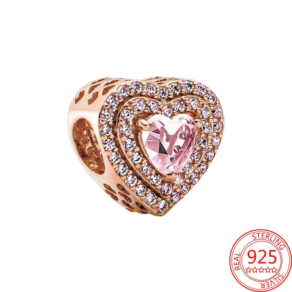 Charm Colgante Pareja Plata 925 y Oro Rosa | Compatible Pandora Original | Pulsera o Collar Mujer