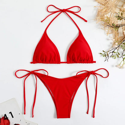 Bikini Micro Mujer 2025 | Halter Thong Lace-Up Playa y Piscina
