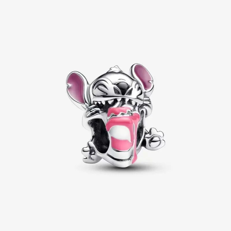 Collar, Aretes y Charm Disney Stitch | Compatible Pandora Pulsera Mujer DIY