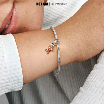Charm Winnie the Pooh y Piglet de Plata 925 – Colgante Compatible con Pulseras Pandora