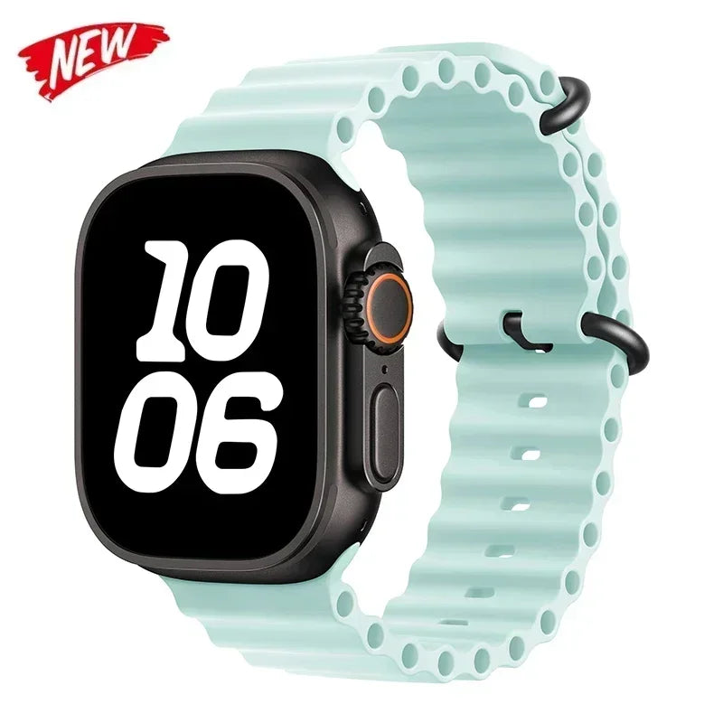 Correa Ocean de silicona para Apple Watch – Compatible Ultra 2, Series 10-5 (38mm-49mm)