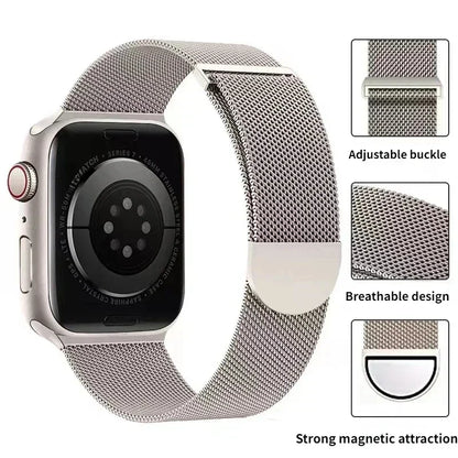Correa Milanese para Apple Watch Ultra/SE/Series 9/8/7/6/5/3 – Pulsera Magnética de Acero Inoxidable 49mm 45mm 44mm 41mm 40mm 38mm