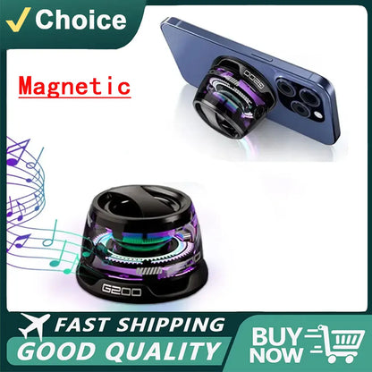 Altavoz Bluetooth Portátil G200 con Luces RGB – Mini Parlante Inalámbrico con Imán, 7H Reproducción, Soporte para Teléfono