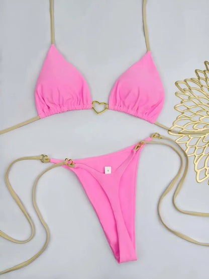 Bikini Blanco Mujer 2025 | Traje de Baño de Cintura Baja con Cordón