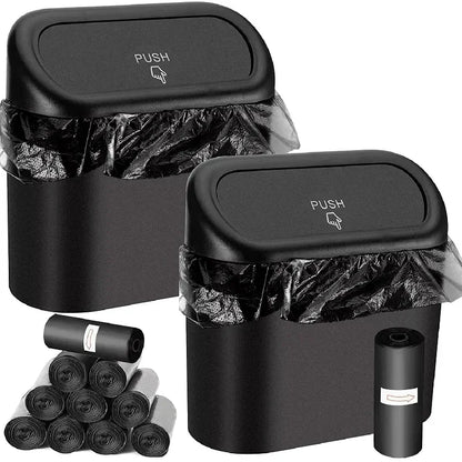 1PC Mini Bote de Basura para Auto con Tapa + 60 (300) Bolsas – Portátil, Antifugas y Compacto, Accesorio de Coche