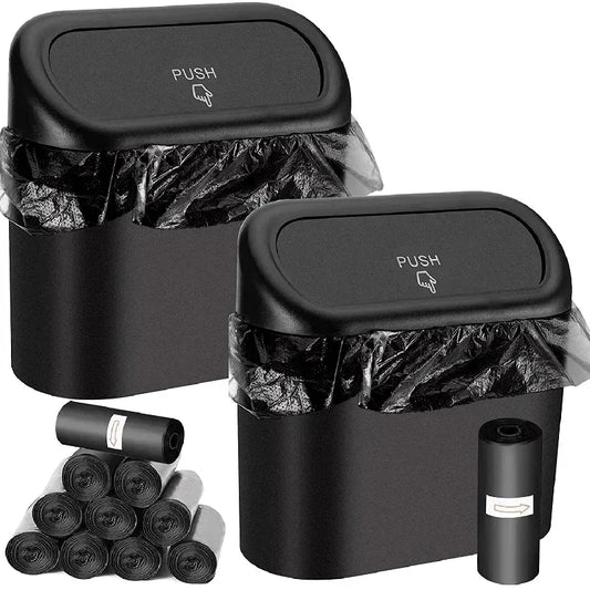 1PC Mini Bote de Basura para Auto con Tapa + 60 (300) Bolsas – Portátil, Antifugas y Compacto, Accesorio de Coche