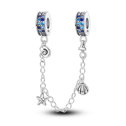 Charm de seguridad en plata 925 – Serie copo de nieve, luna, estrella, corazón y moño para pulseras tipo Pandora