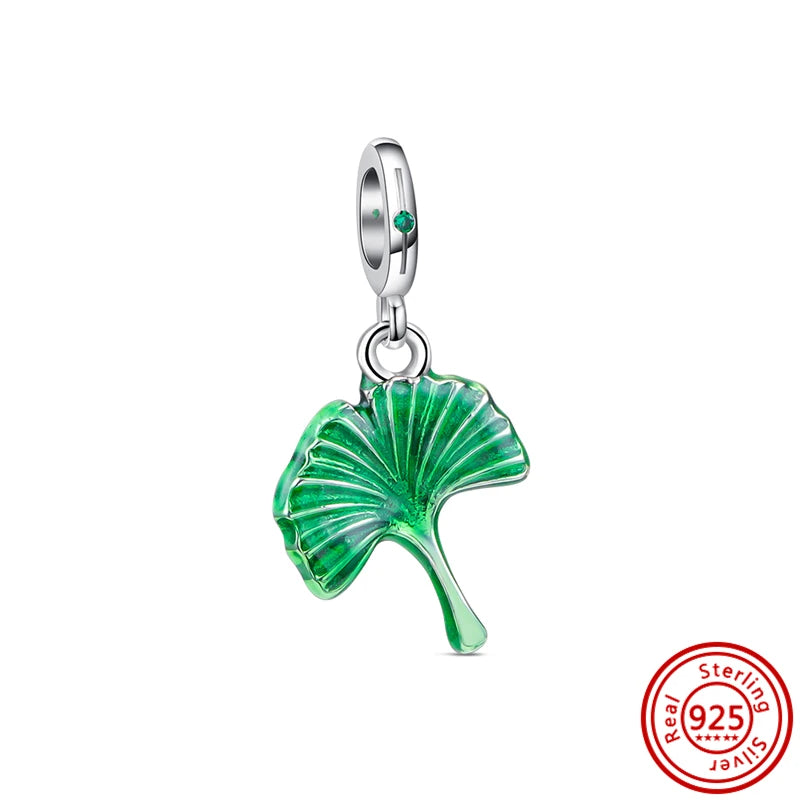 Charm trébol verde dopamina en plata 925 – Flor del bosque para pulsera DIY compatible Pandora mujer