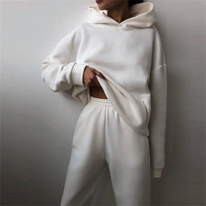 Conjunto Deportivo Mujer 2 Piezas | Sudadera Hoodie Oversize + Pantalón Largo Casual Otoño Invierno