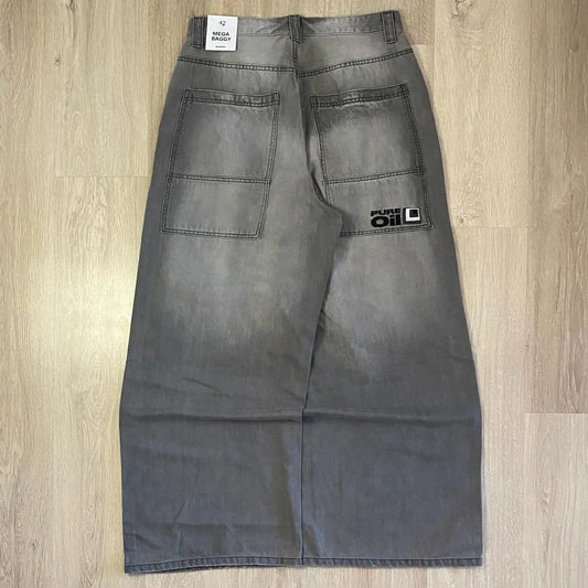Jeans Baggy Bordados Hombre | Pantalones Oversize Y2K Hip Hop Streetwear Harajuku Cintura Alta Pierna Ancha