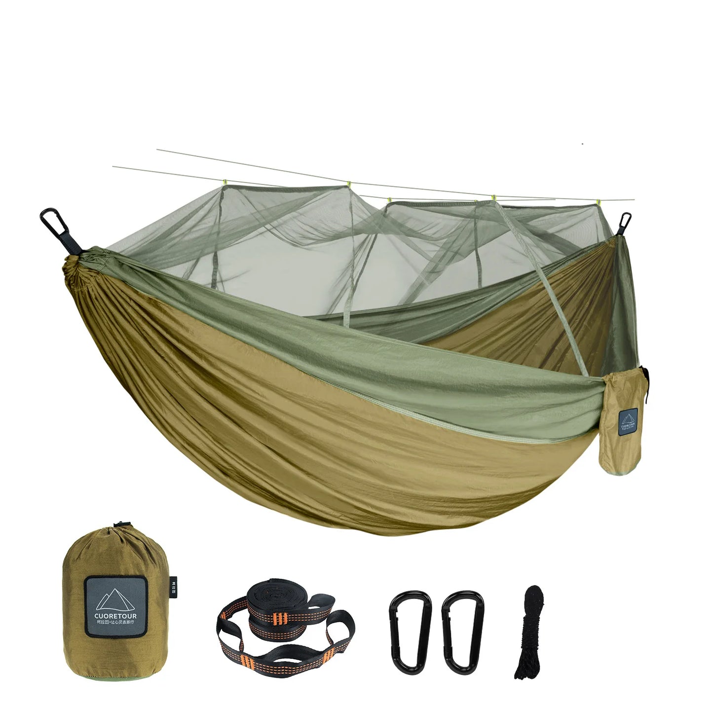 Hamaca Portátil con Mosquitera – Nylon Ligero para Camping y Viajes | Tamaño Individual y Doble