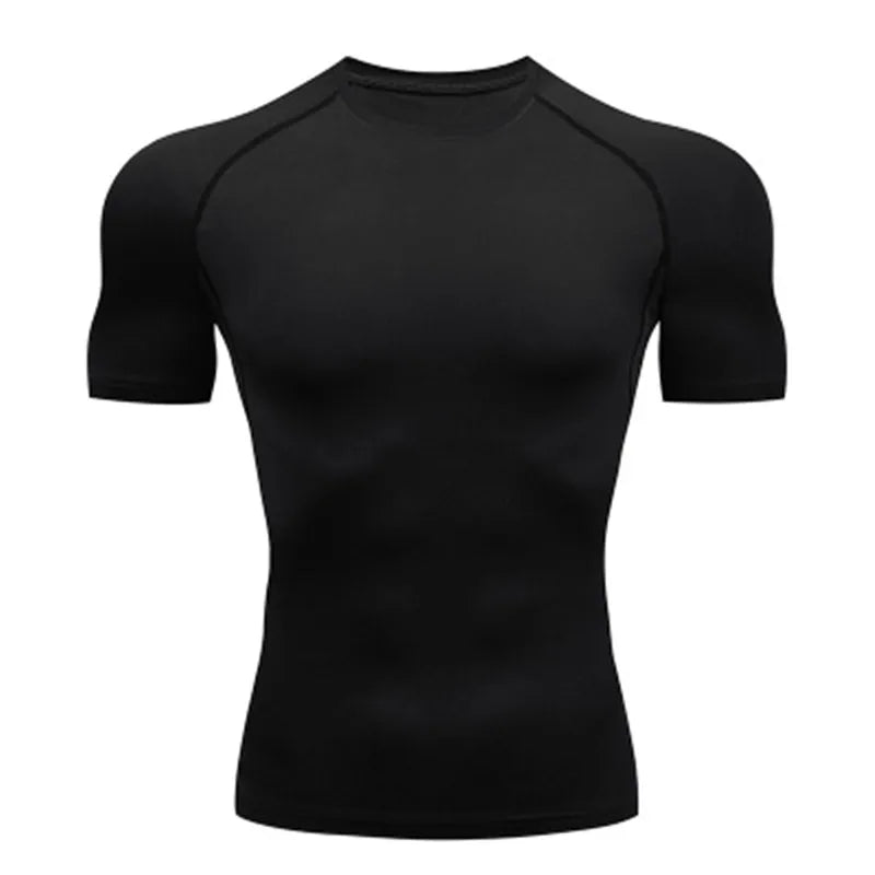 Camiseta Compresiva Hombre – Gym, Fitness, Running y Entrenamiento Outdoor, Manga Corta, Transpirable, Ajuste Elástico, Estilo Bat/Man