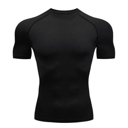 Camiseta Compresiva Hombre – Gym, Fitness, Running y Entrenamiento Outdoor, Manga Corta, Transpirable, Ajuste Elástico, Estilo Bat/Man
