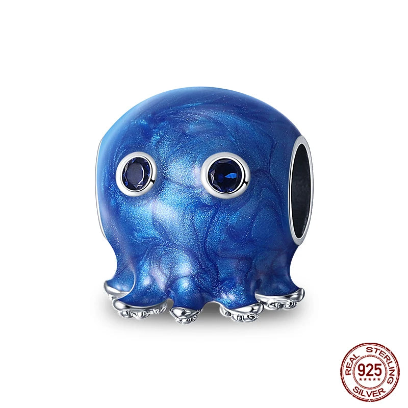 Charm Serie Océano en Plata 925 – Abalorios Tortuga, Cangrejo y Sirena para Pulsera Original Mujer