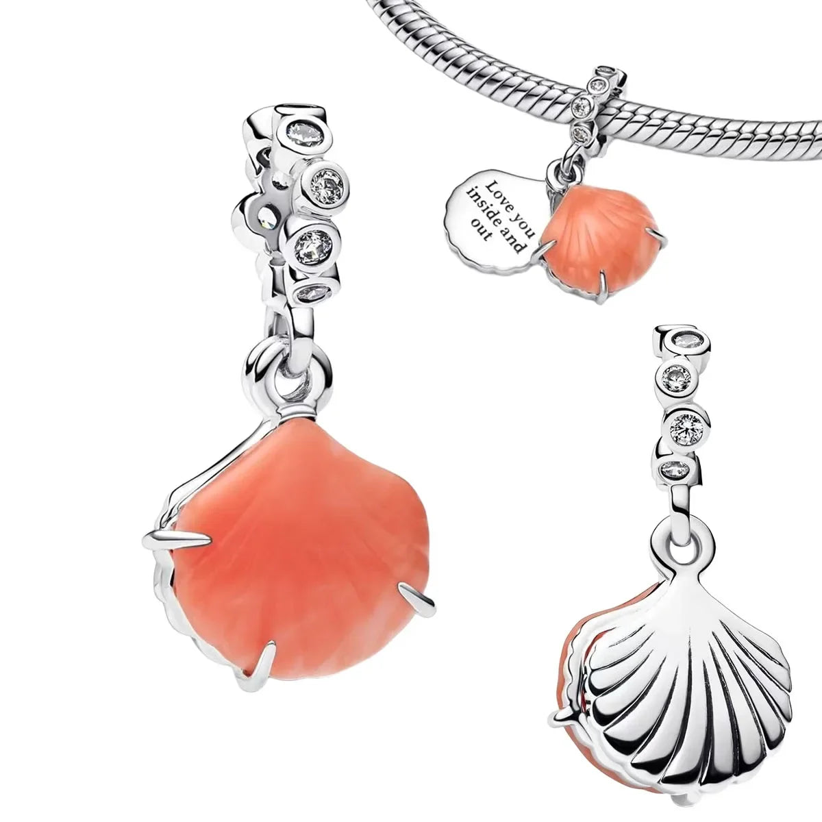 Charm Plata 925 Colgante Rosa Mariposa Corazón Flor Pájaro | Dije Para Pulsera Pandora Compatible