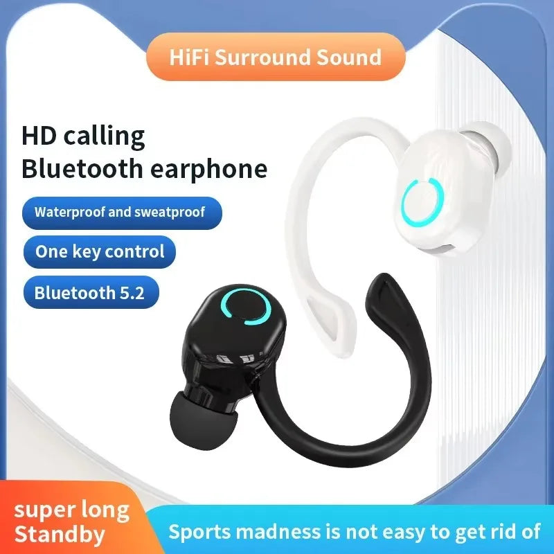 Auricular Bluetooth S10 – Manos libres de un solo oído, con cancelación de ruido, diseño deportivo y resistente al agua