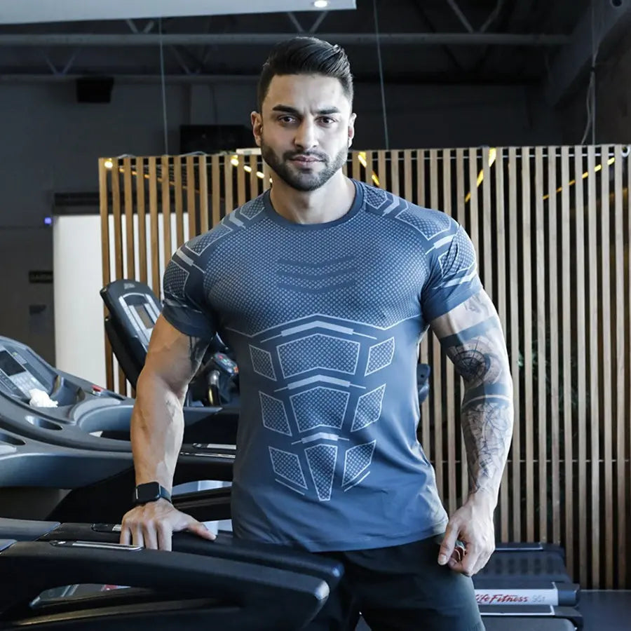 Camiseta Compresiva Negra para Hombre – T-shirt de Running, Gym y Fitness, Secado Rápido y Ajuste Slim