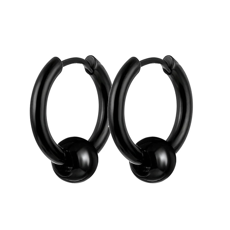 Aretes Punk de Acero Inoxidable Negro – 1 Par de Pendientes Unisex Estilo Hip Hop Vintage